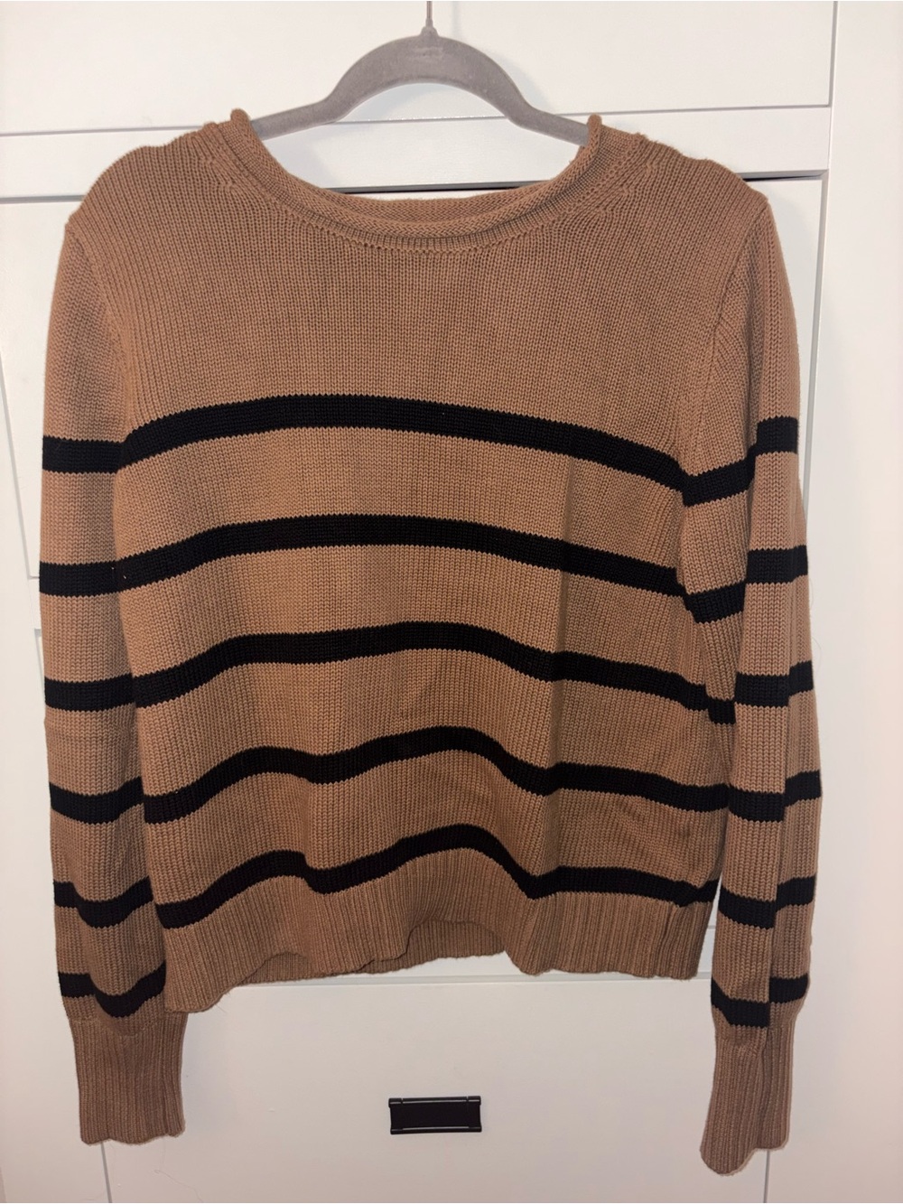 GAP Tan Sweater with Black Stripes